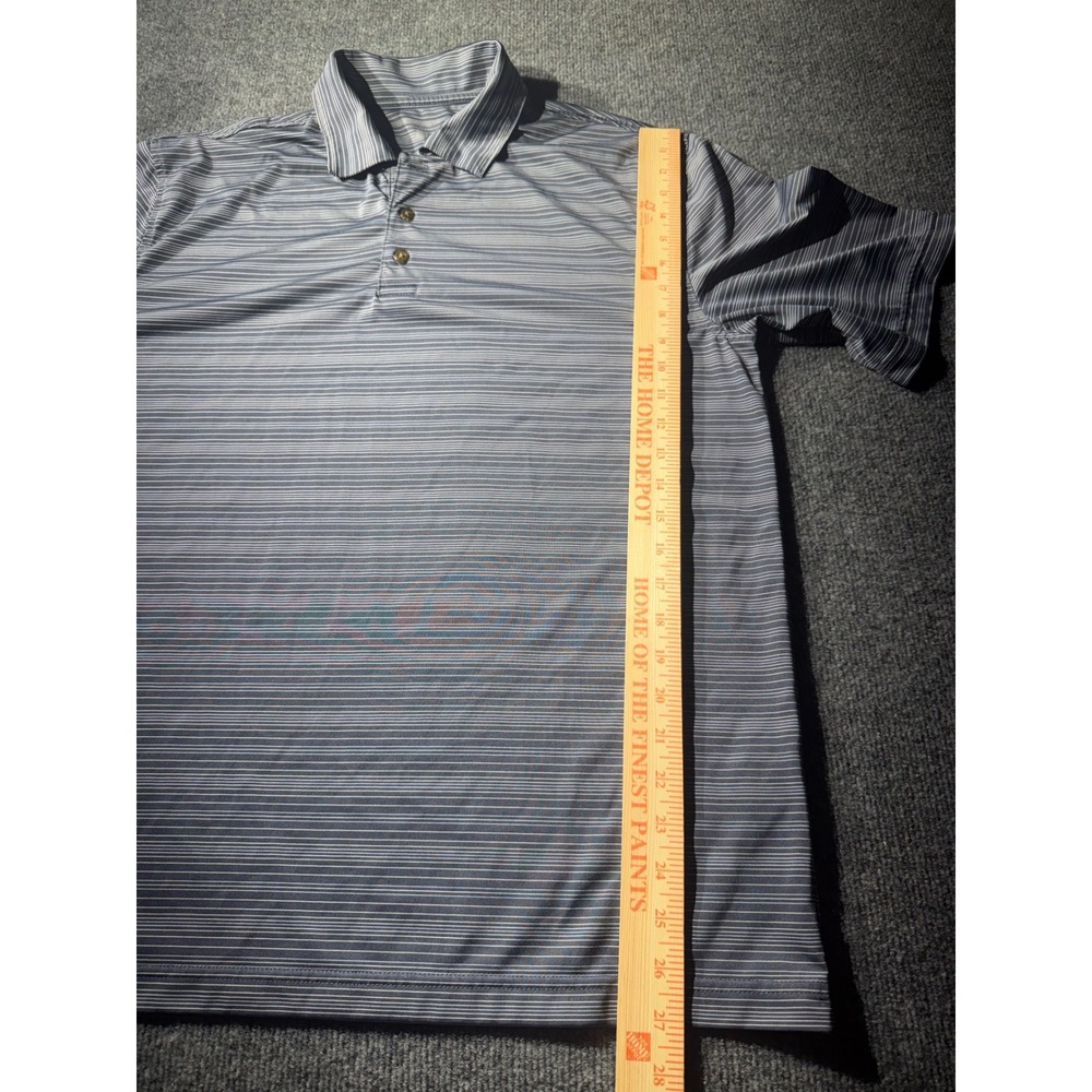 PGA TOUR Polo Shirt Mens L Blue Excellent Striped Short Sleeve Golf Top - Picture 6 of 7